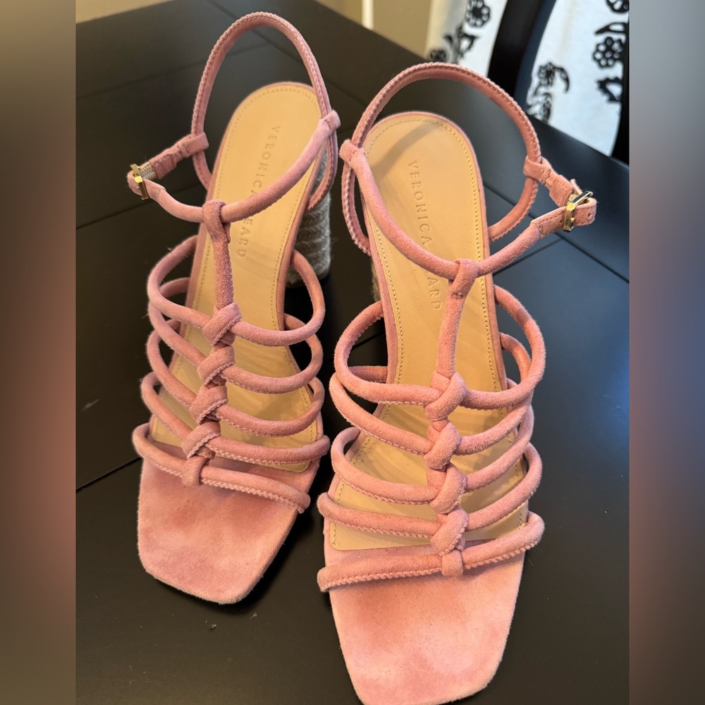 SOLD Veronica Beard pink suede sandals
